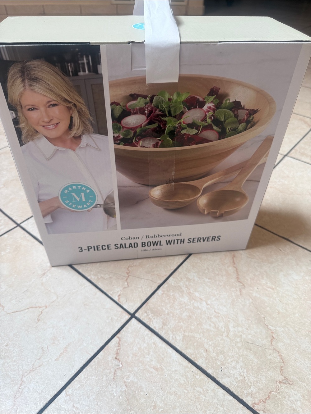 Martha Stewart Rubberwood 3-Piece Salad Bowl Set in Natural Wood Tone